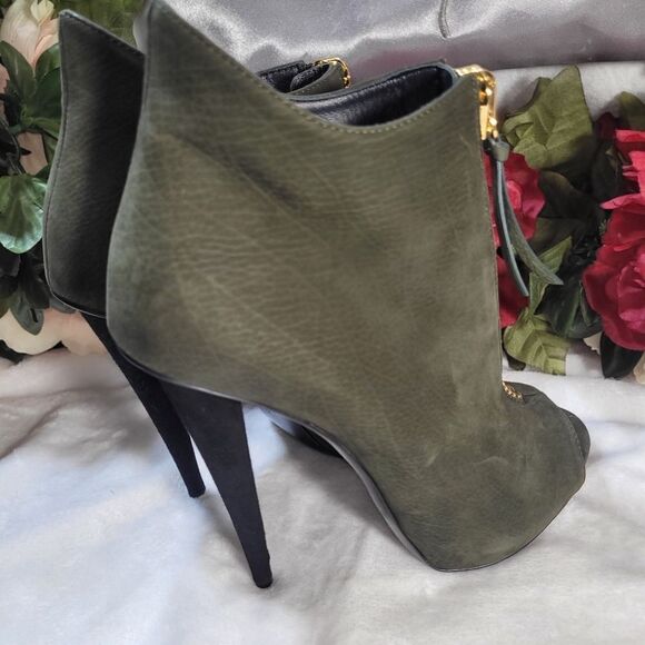 Giuseppe Zanotti Olive Green Peep Toe Front Zip Boots  Passione - Picture 11 of 13
